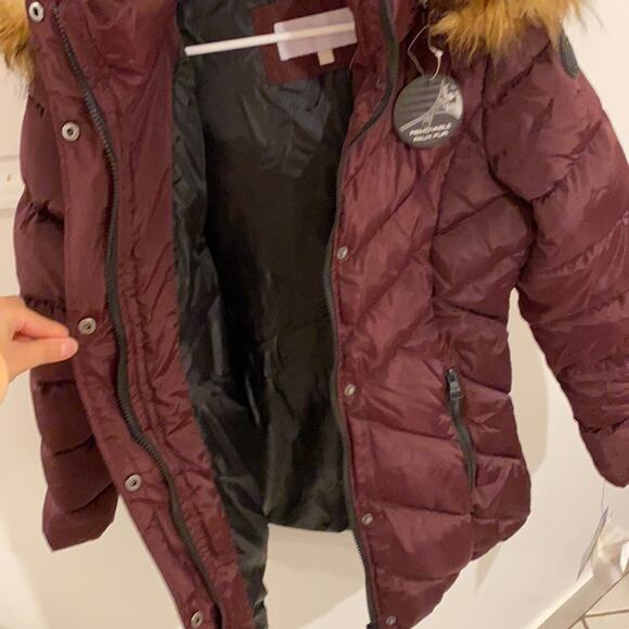 NWT Madden Girl Juniors Faux-Fur Trim Hooded Merlot M - Picture 8 of 15